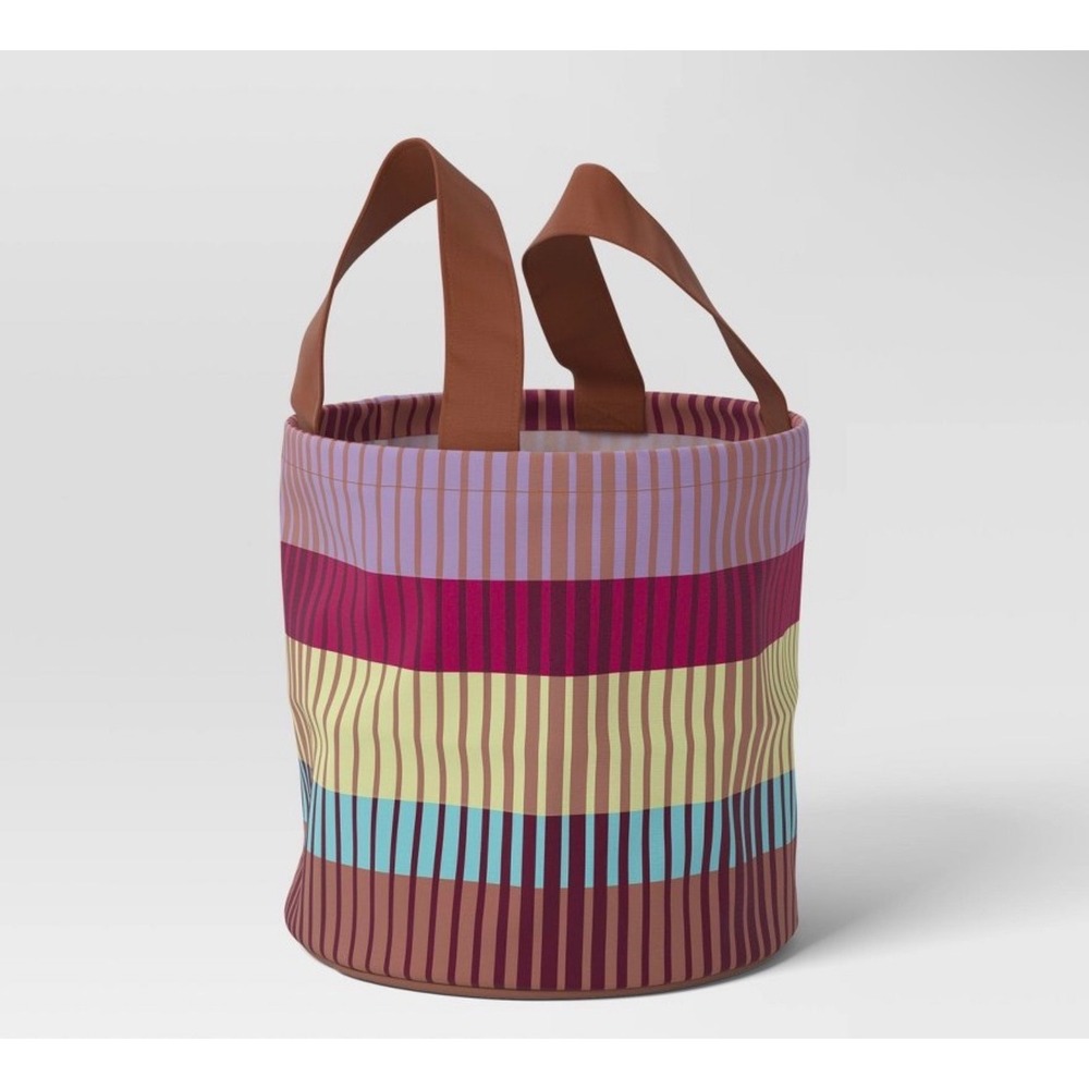 Threshold Striped Canvas Utility Tote Bag Multicolor Garden Storage Bin 10x14x3‎